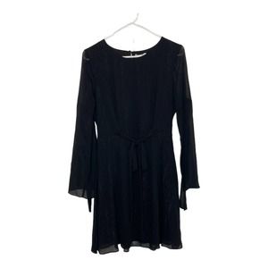 LC Lauren Conrad New w Tag Black Botanical Blooms Sheer Sleeve Dress Size Small